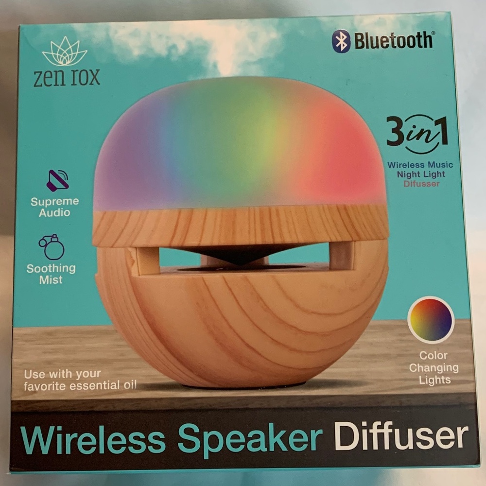 NIB! Wireless Bluetooth Speaker with Built In Diffuser with LED Lights!